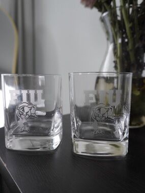 FIU Clear Glass Whiskey Tumblers - Set of 2
